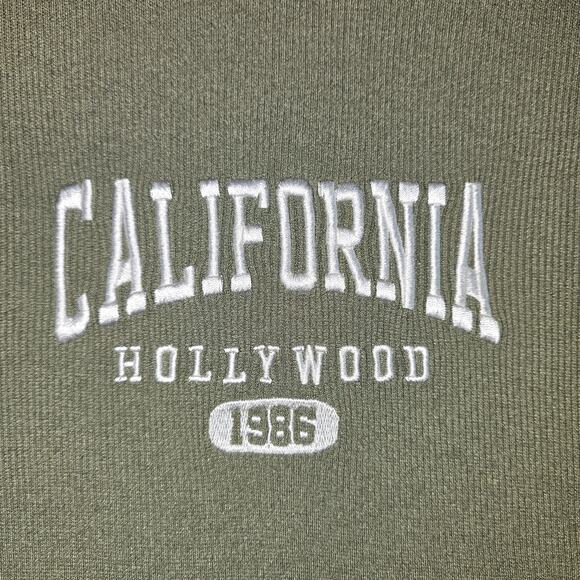 Y2K Style Faded Rose Hollywood California Green Crop Top Size L - Picture 6 of 11